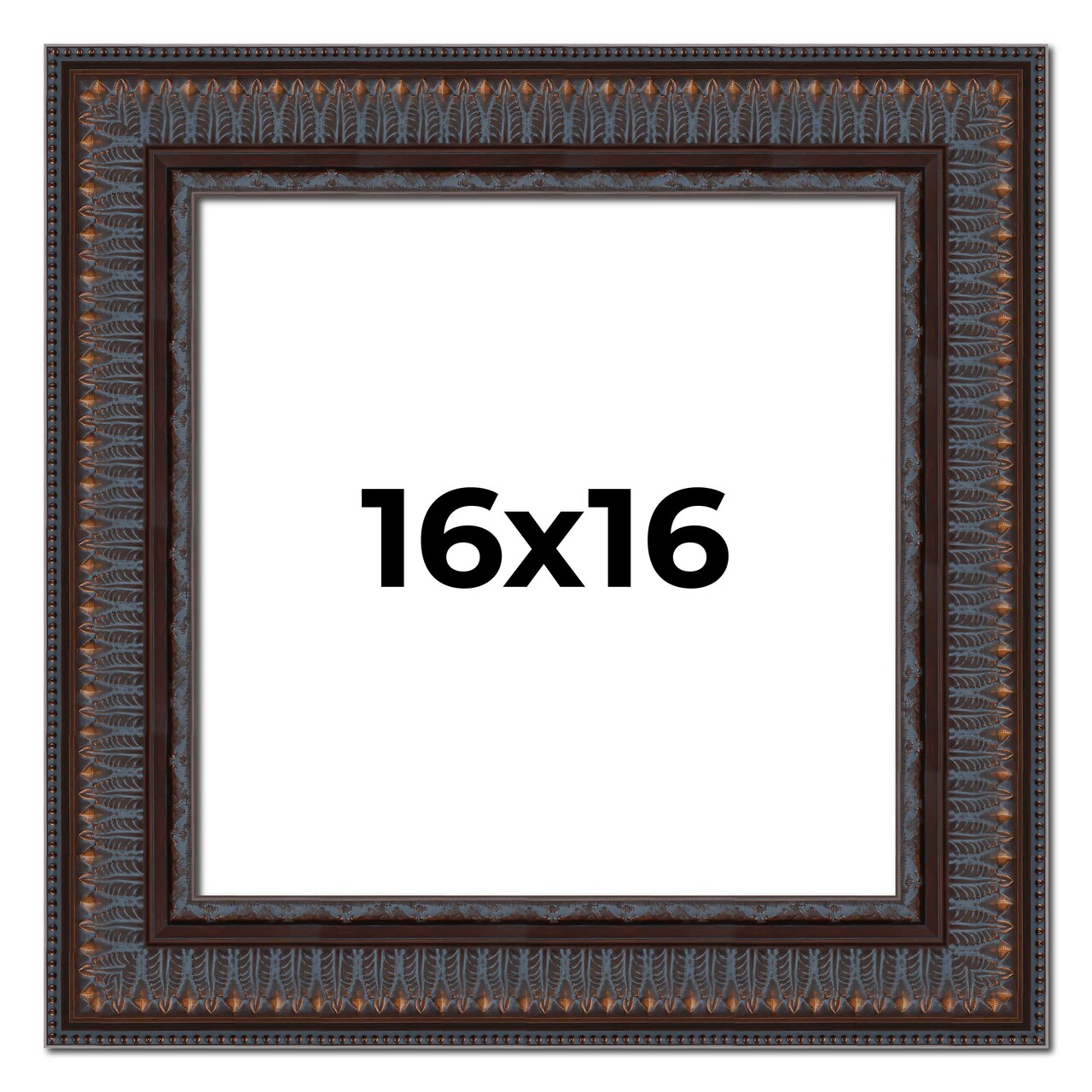 Square 3.5" Wide Ornate Brown Frame - UV Acrylic, Foam Board Backing, Hanging Hardware